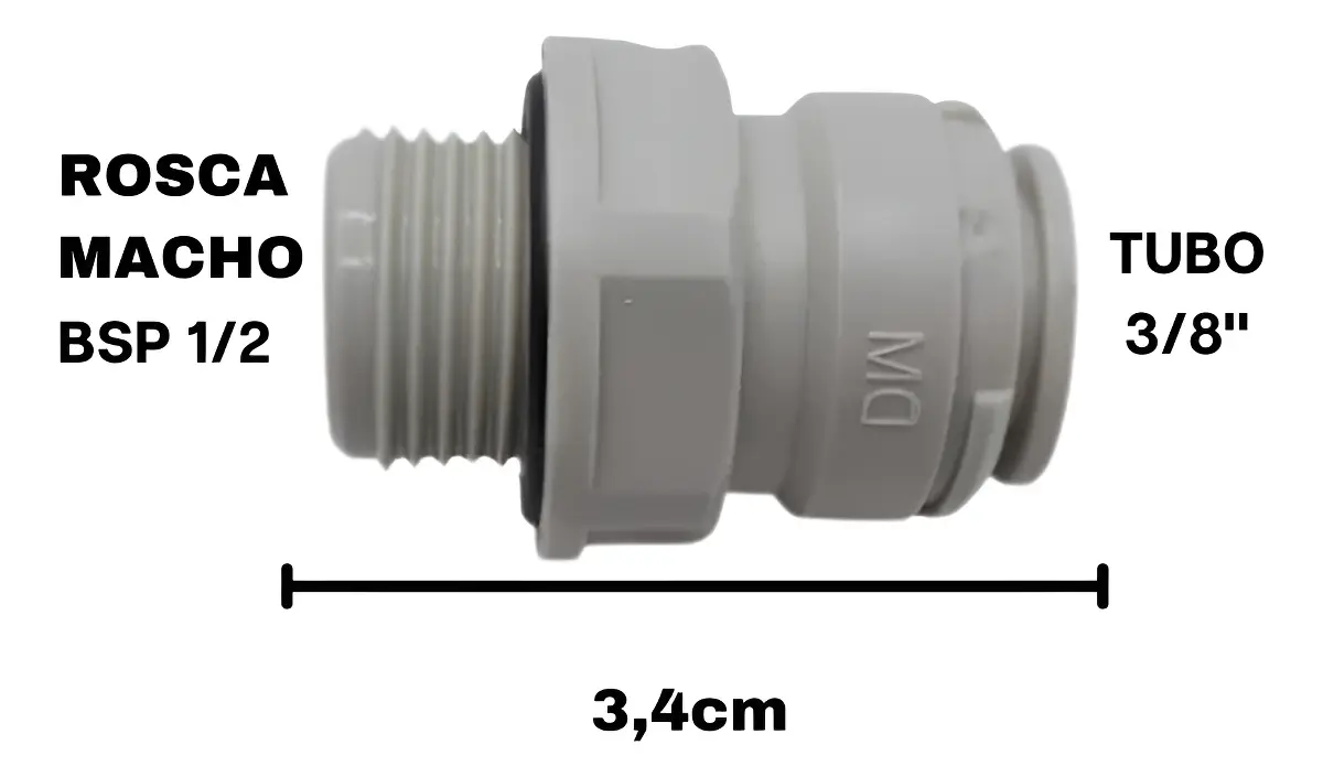 Conexão Rápida — Tubo 3/8 x Rosca Macho BSP 1/2
