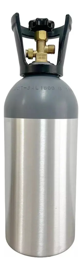 Cilindro de Alumínio para CO2 — capacidade 2,3kg – 3,40L (vazio) com válvula e alça